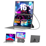 Laptop Screen Extender, 16 Inch FHD 1200P Portable Monitor, Up and Down Adjustable and 360° Rotatable Removable Stand, Travel Monitor for Laptop, Portable Screen for Windows / PC / Mac