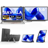 Siaviala M5 15.6 inch Portable Dual Screen Monitor, Travel Screen with Stand, 100W PD Charging, Horizontal/Vertical Rotation for Laptop & Phone