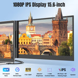 15.6" Laptop Screen Extender, Ultra Light & Thin Triple Portable Monitor for Laptop with 1080P FHD IPS Display, 2 Cable USB-C/HDMI Plug-Play Monitor Extender for Mac/Win/Android, Fits 13-17" Laptops