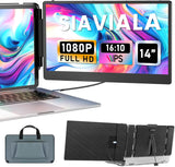 Siaviala S1 Laptop Screen Extender, 14" Dual Portable Monitor for Laptops 13-17.3", 1080P FHD IPS Display HDMI/USB-C Travel Monitor Extender for Wins Mac Chrome Switch, Plug&Play