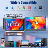 SIAVIALA Laptop Screen Extender, 14" Dual Portable Monitor for Laptops 13-17", Built-in Stand/Speaker, 1080P FHD IPS Display HDMI/USB-C Laptop Monitor Extender for Wins Mac Chrome Switch PS5