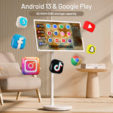 32-Inch Portable TV with Touch Screen ,6GB RAM + 128GB Storage, 1080P Full HD Portable Monitor with Built-in 8-Hour Battery, Android 13 OS, Rolling TV on Wheels, Remote Control