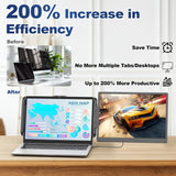 Laptop Screen Extender 2K, 2160x1440 QHD Laptop Monitor Extender Dual Screen, 14” Portable Monitor for Laptops 13-17" with USB-C/HDMI Port, Plug n Play for Windows/Mac/Android/Switch/PS5
