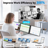siaviala 2025 Newest Laptop Screen Extender 0.17" Ultra-Thin, 14" 1080P FHD IPS Portable Monitor, Triple Screen Laptop Monitor Extender for 13"-17" Laptops, Plug & Play for Mac/Android/Chrome