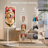 32-Inch Portable TV with Touch Screen ,6GB RAM + 128GB Storage, 1080P Full HD Portable Monitor with Built-in 8-Hour Battery, Android 13 OS, Rolling TV on Wheels, Remote Control