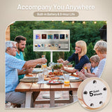 32-Inch Portable TV with Touch Screen ,6GB RAM + 128GB Storage, 1080P Full HD Portable Monitor with Built-in 8-Hour Battery, Android 13 OS, Rolling TV on Wheels, Remote Control