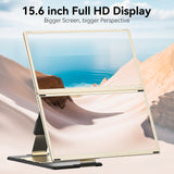 Portable Monitor,15.6" Laptop Screen Extender, Ultra-Slim Travel Monitor with Speakers USB-C, FHD 1080P IPS Dual Display Extension, Compatible with Windows Chome Linux Android Xbox Switch