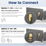 Laptop Screen Extender 2K, 2160x1440 QHD Laptop Monitor Extender Dual Screen, 14” Portable Monitor for Laptops 13-17" with USB-C/HDMI Port, Plug n Play for Windows/Mac/Android/Switch/PS5