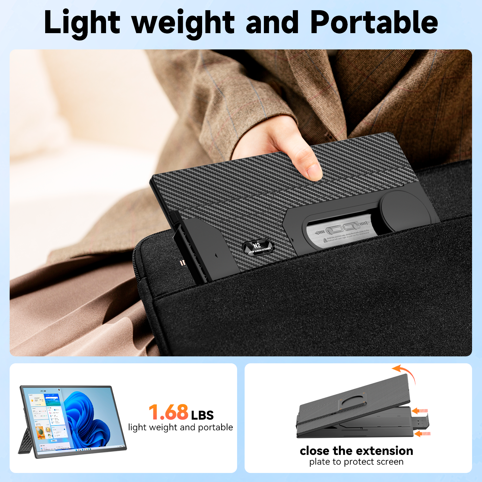 SIAVIALA N2 - 16 inch FHD 1200P Portable Monitor, 2025 Summer Upgraded Laptop Screen Extender