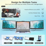 Laptop Screen Extender,14" Triple Monitor for Laptop,FHD 1080P Portable Monitor with Dual Speakers,Fits Laptops 13"-17.3",Plug n Play,Compatible with Wins,Mac,Chrome,PS,Switch