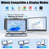 Laptop Screen Extender, 14" Dual Portable Monitor for Laptops 13-17.3", 1080P FHD IPS Display HDMI/USB-C Travel Monitor Extender for Wins Mac Chrome Switch, Plug&Play